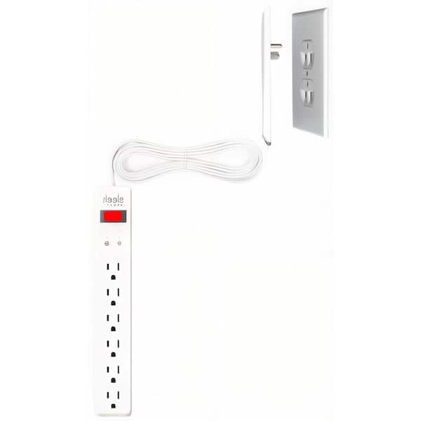 Inverted 6 ft. 6-Outlet Surge Protector and Plug Concealer with Cord Management Kit