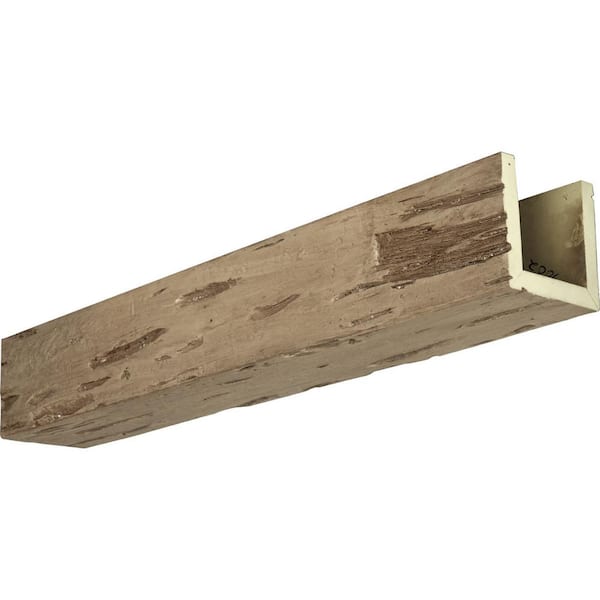 Ekena Millwork 8 in. x 10 in. x 8 ft. 3-Sided (U-Beam) Pecky Cypress Natural Pine Faux Wood Ceiling Beam