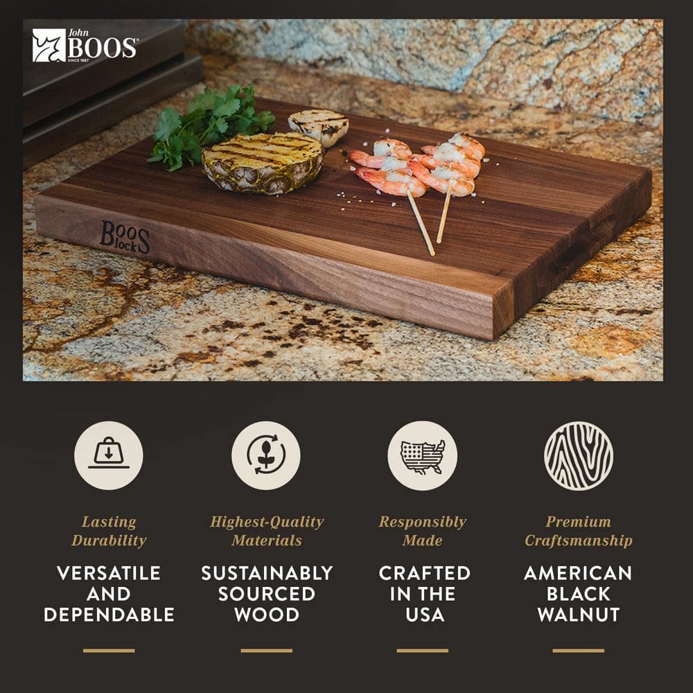 John Boos Large Walnut Reversible Wood Cutting Board