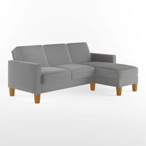 Bowen Gray Sectional Sofa with Contrast Welting