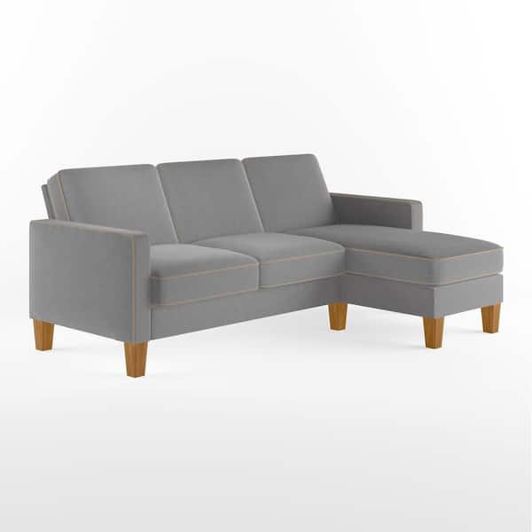 Novogratz Bowen Gray Sectional Sofa with Contrast Welting