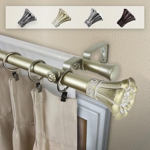 28 in. - 48 in. 1 in. Blossom Double Curtain Rod Set in Light Gold