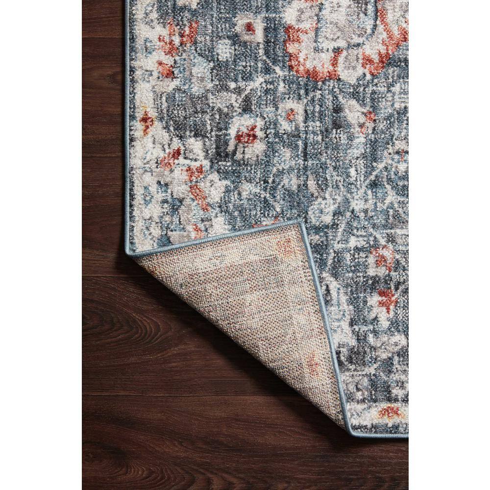 Cassandra Blue and Rust Stain-Resistant Synthetic Area Rug