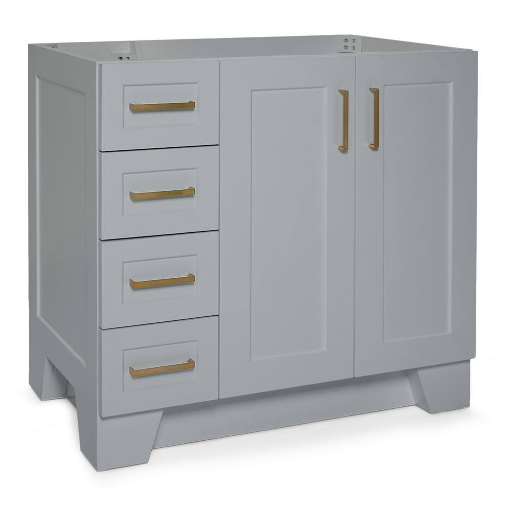 Taylor 36" Gray Freestanding Single Vanity Cabinet with Brass Hardware