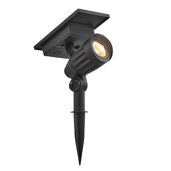 Hampton Bay 50 Lumens Color Changing Black Integrated LED Outdoor Solar Spotlight with Adjustable Beam; Weather/Rust Resistant