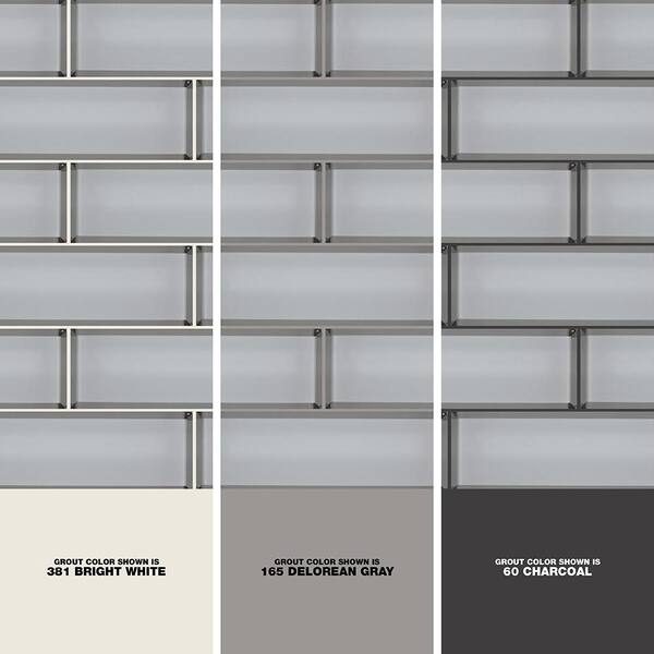 Msi Ice Bevel Subway 11 73 In X, White Glass Tile Backsplash With Gray Grout