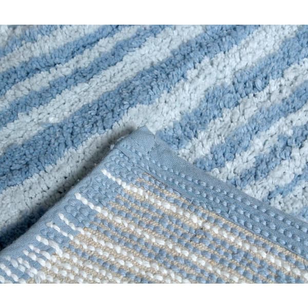 Better Trends Griffie Collection Blue and Gray Stripes Pattern 100% Cotton  Rectangle 5-Piece Bath Rug and Towel Set BATLGR5PCBLGR - The Home Depot