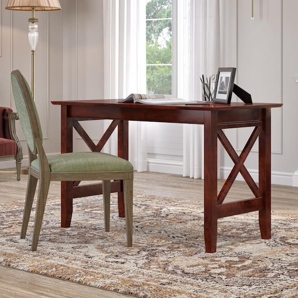 AFI X Design 48 in. Width Walnut Solid Wood Home Office Study Writing Desk with Attachable USB Device Charger