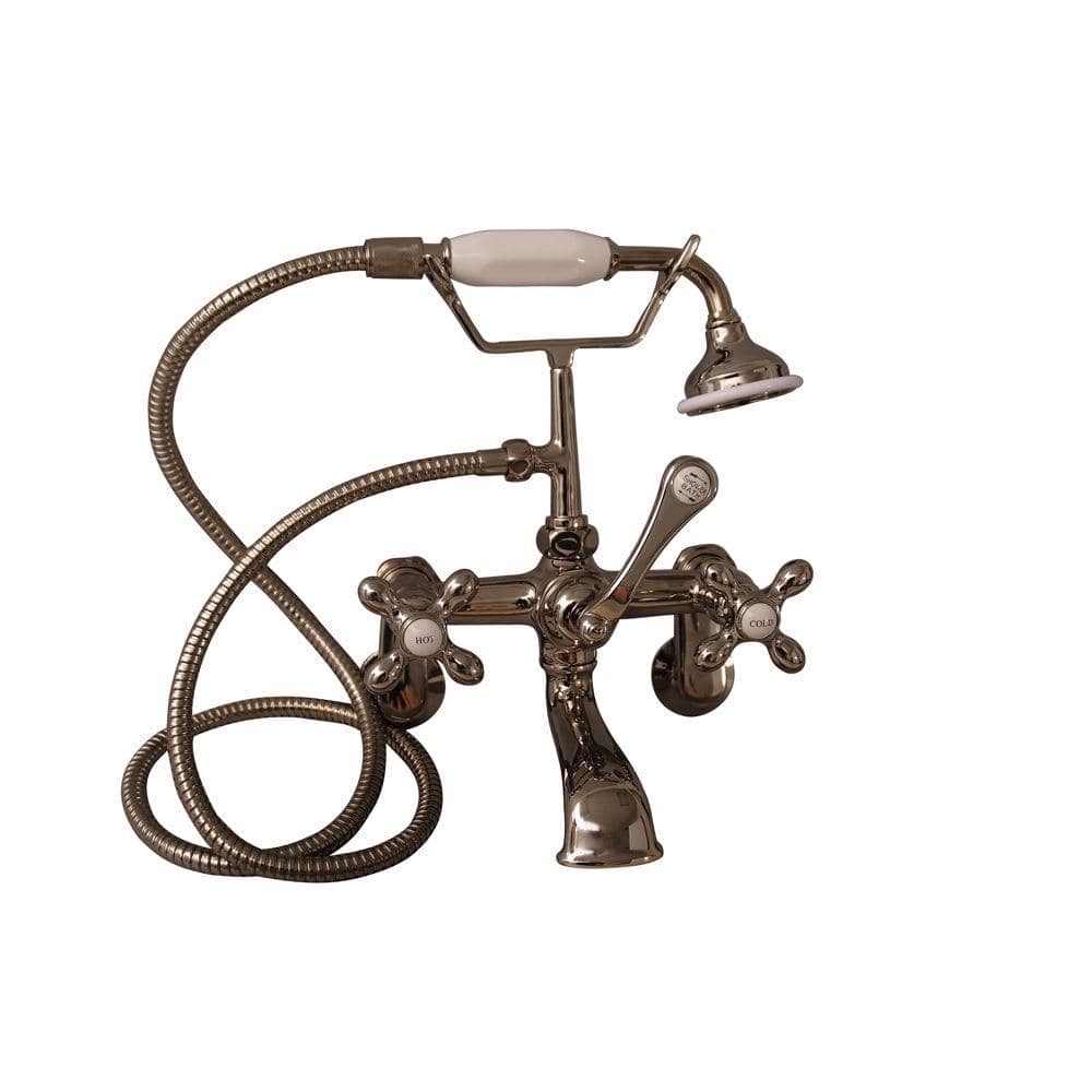 Metal Cross 3-Handle Claw Foot Tub Faucet with Handshower in Polished Nickel price history on PriceWatchPro