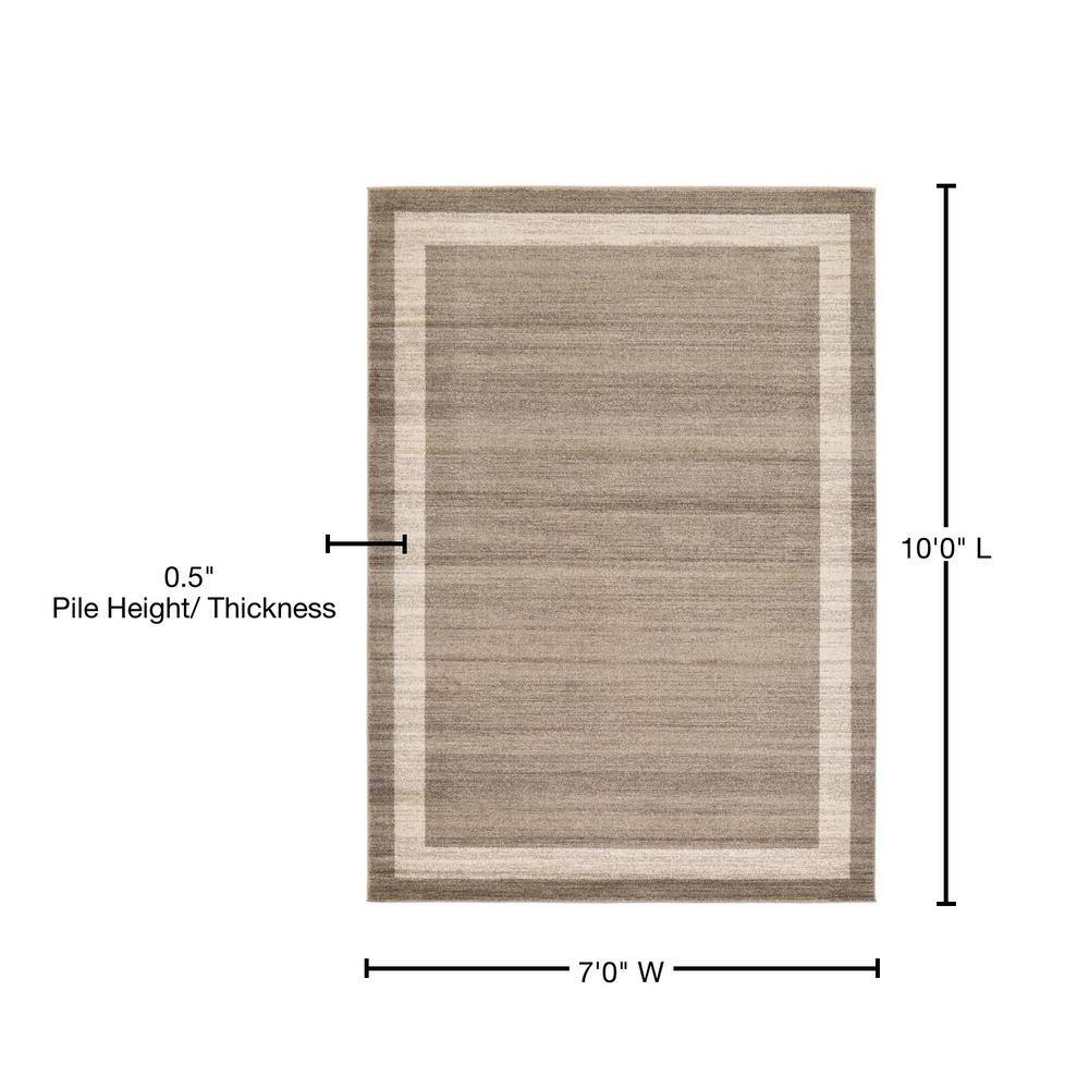 Angelica Light Brown and Ivory 7'x10' Easy-Care Area Rug