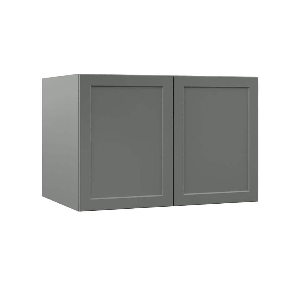 Hampton Bay Designer Series Melvern Storm Gray Shaker Assembled Deep Wall Bridge Kitchen Cabinet 1917