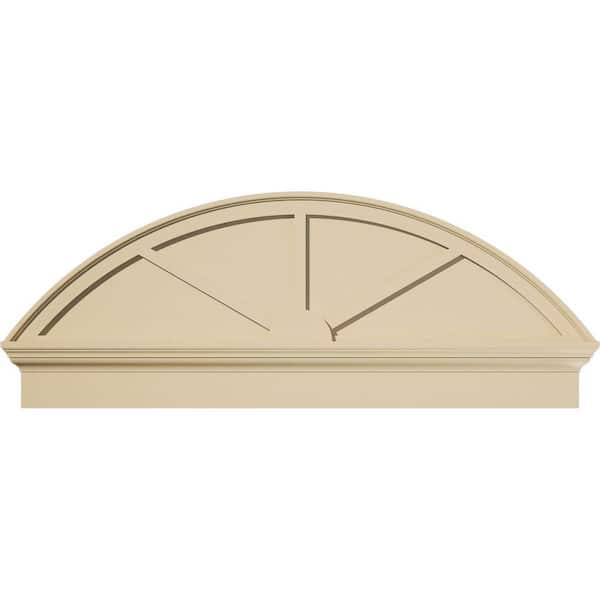50 in. W x 19-3/8 in. H x 2-3/4 in. P Segment Arch 3 Spoke Signature Urethane Combination Pediment, Primed Tan