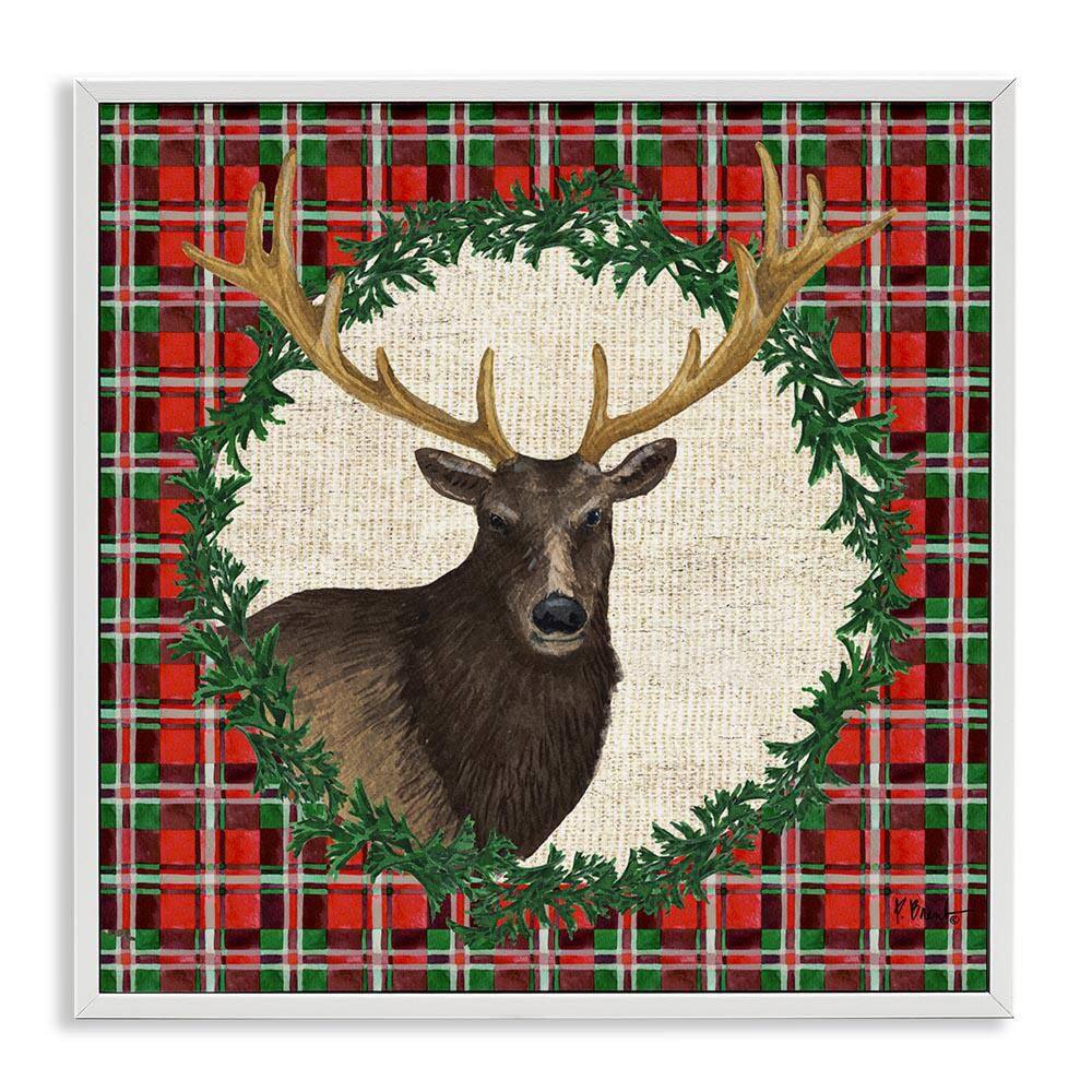 Festive Plaid Elk by Paul Brent White Framed Animal Giclee Art Print 17 in. x 17 in. price history on PriceWatchPro