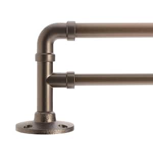 Pipe Wrap Around 26 in. - 48 in. Adjustable Double Curtain Rod 5/8 in. in Dark Bronze with Finial