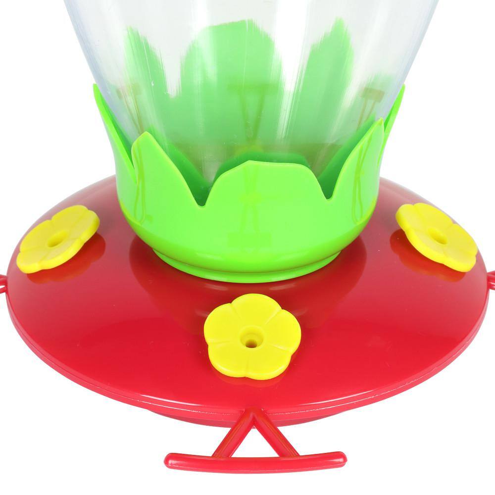 Clear Plastic Hanging Hummingbird Feeder with Red Base