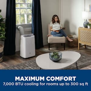 7,500 BTU Portable Air Conditioner 3-in-1 Cools 300 Sq. Ft. with Dehumidifier and Remote in White