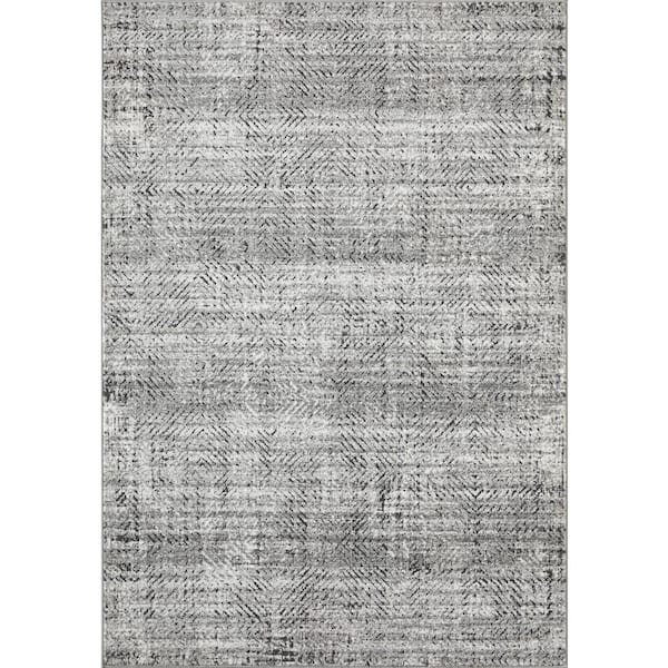 LOOMAKNOTI Aysal Azebella Gray 5 ft. 3 in. x 7 ft. 3 in. Geometric Polypropylene Indoor Area Rug