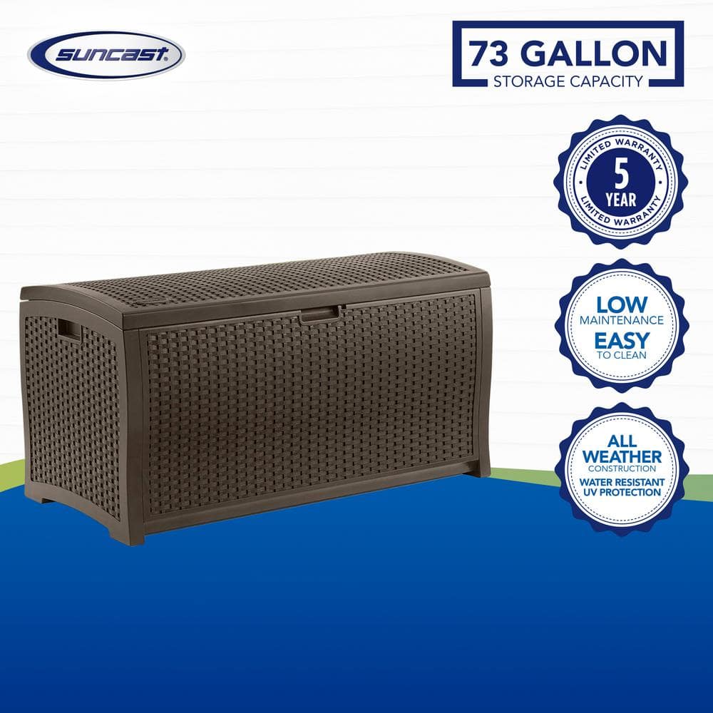 Mocha Brown Wicker-Style Resin 73 Gallon Lockable Deck Box