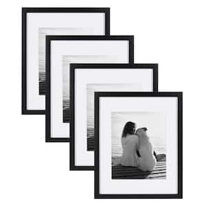 Gallery 11 in. x 14 in. Matted to 8 in. x 10 in. Black Picture Frame (Set of 4)