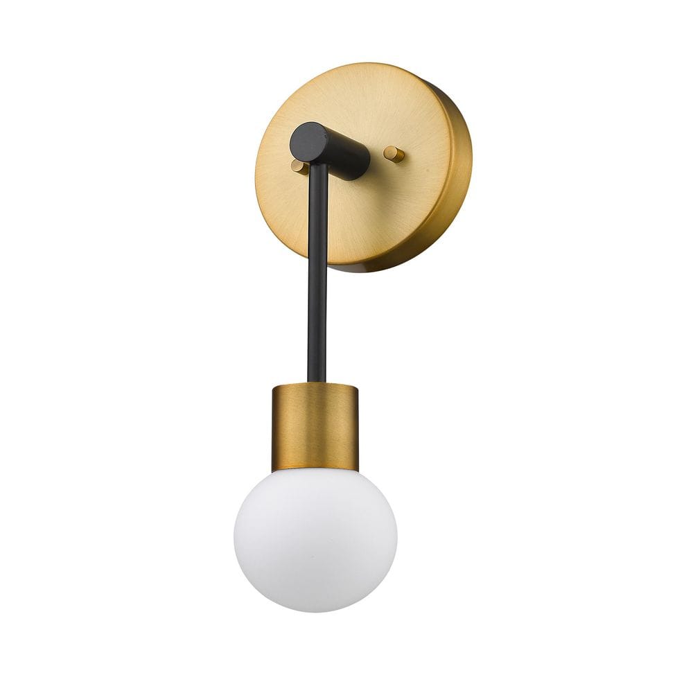 Matte Black and Brass Dimmable Wall Sconce