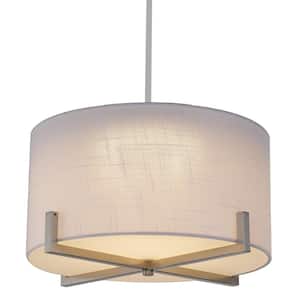 35-Watt Brushed Nickel Integrated LED Pendant with Fabric Shade