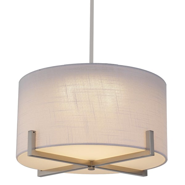 SMRTLite by NBG HOME 35-Watt Brushed Nickel Integrated LED Pendant with Fabric Shade