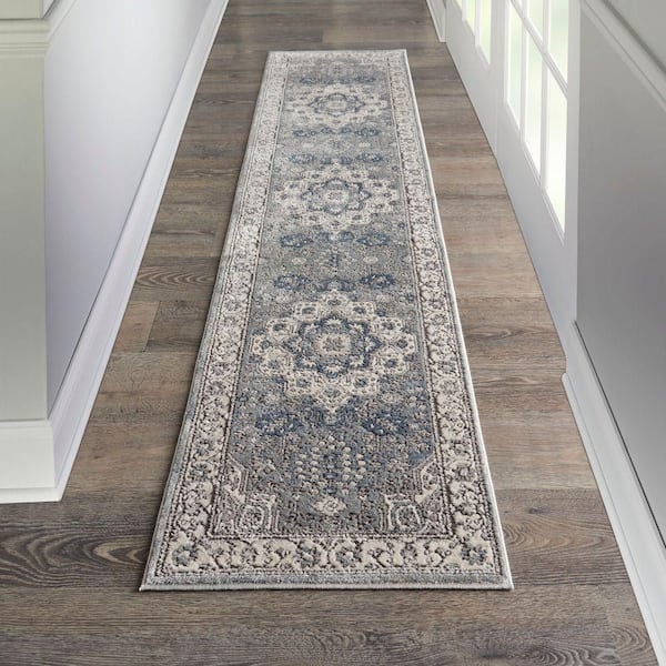 Concerto Gray/Ivory 2 ft. x 10 ft. Persian Vintage Kitchen Runner