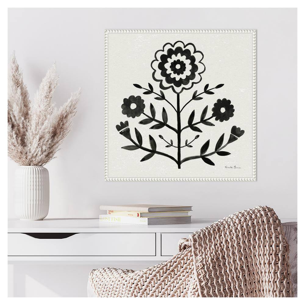 Black and White Botanic-Inspired Framed Canvas Wall Art