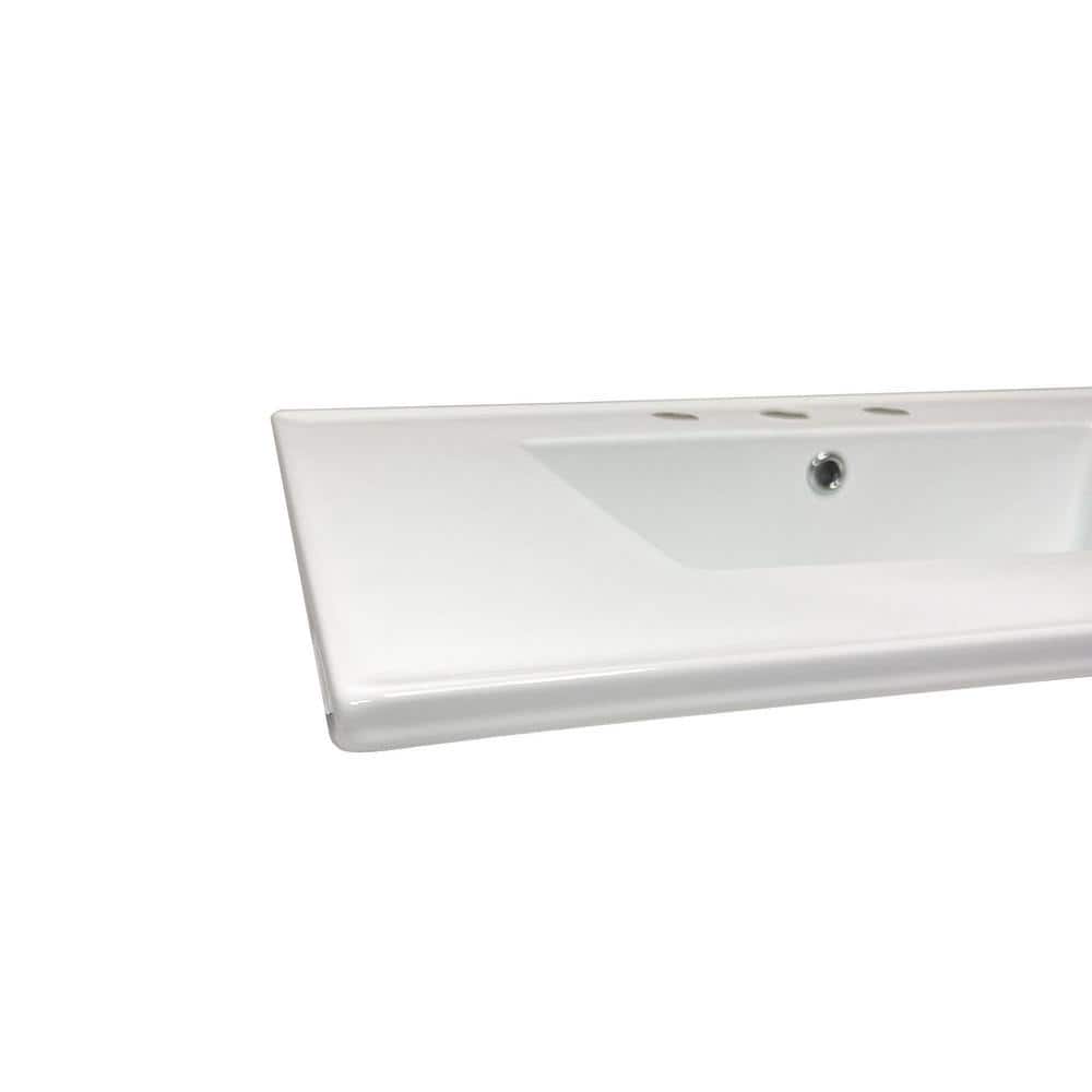 31.5" White Gloss Ceramic Rectangular Bathroom Sink Top