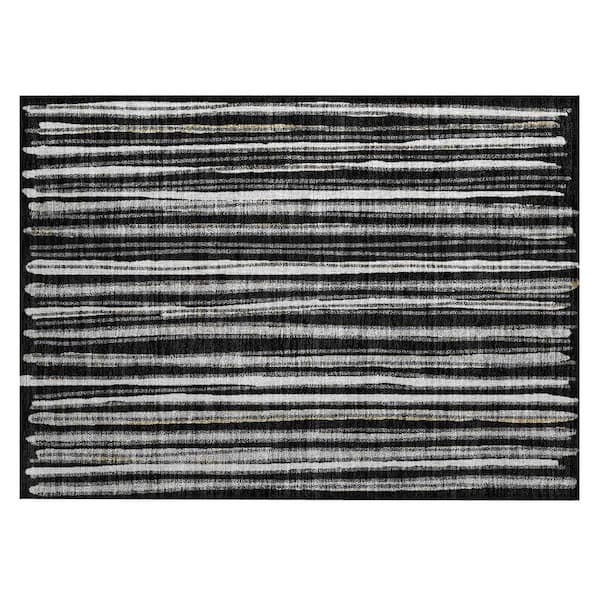 Chantille Machine Washable Indoor/Outdoor Abstract ACN3045 Black 2 ft. x 3 ft. Accent Rug