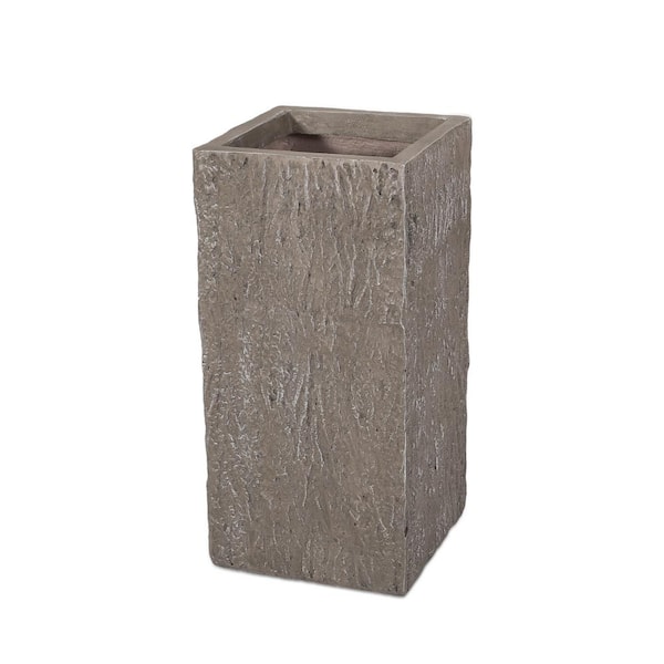 Noble House Tengren 24 in. Tall Brown Wood Lightweight Concrete Outdoor Patio Planter