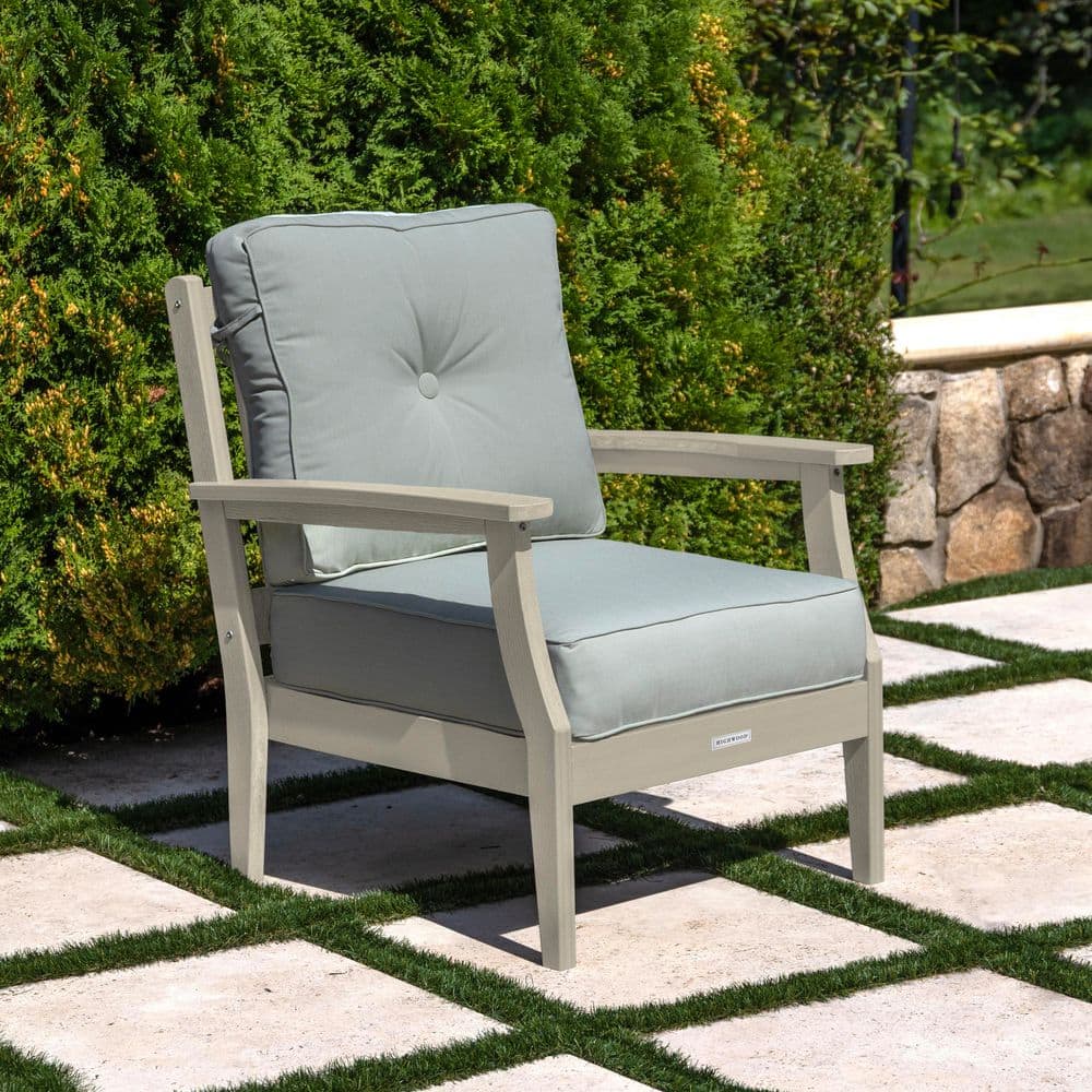 Lehigh Whitewash Recycled Plastic Outdoor Deep Seating Chair with Sunbrella Canvas Seasalt Cushion price history on PriceWatchPro