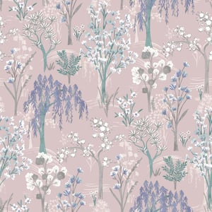 Whimsical BoTanicals Wallpaper Pink Paper Strippable Roll (Covers 57 sq. ft.)