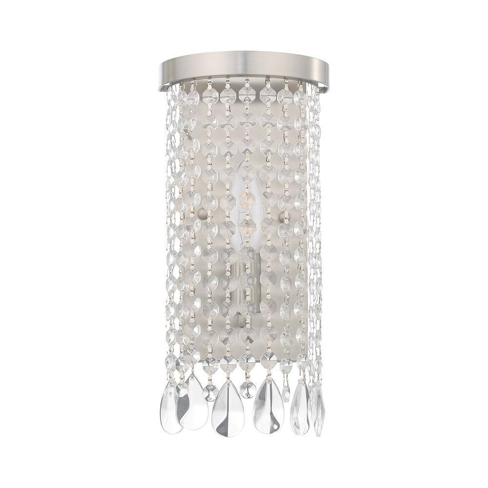Brushed Nickel Crystal Shade 1-Light Wall Sconce