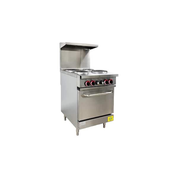 Elite Kitchen Supply 24 in. Commercial NSF 4 Burner Heavy Duty Electric Hot plate oven ER24E Stainless Steel