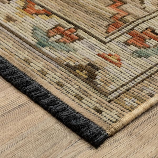 Leo 2 ft. x 10 ft. Tan/Orange Oriental Area Rug