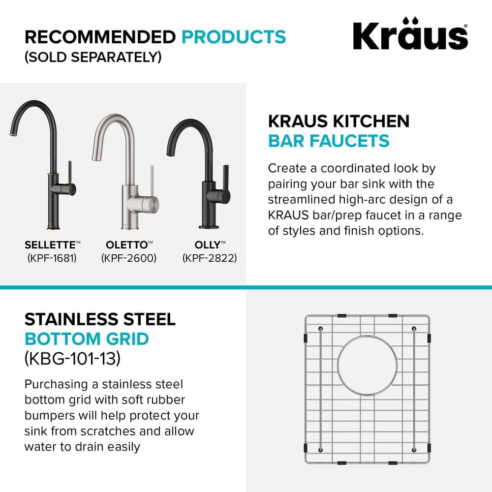 Kraus 13-inch Stainless Steel Undermount Bar Sink