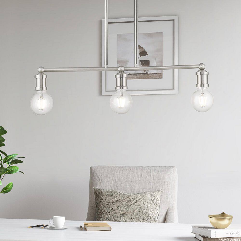 Lansdale 24" Brushed Nickel 3-Light Linear Chandelier