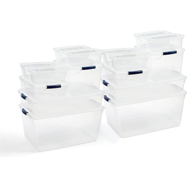 Rubbermaid Cleverstore 95 qt. Latching Plastic Storage Container and Lid in  Clear (4-Pack) RMCC950004 - The Home Depot