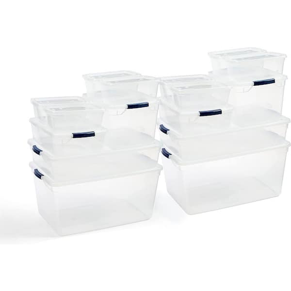 Cleverstore Clear Variety Pack Storage Totes, 16-Pack
