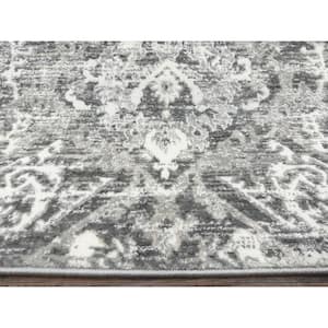 Gray 8 ft. Round Livigno 1244 Transitional Abstract Area Rug