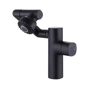 Single-Handle Single-Hole Bathroom Faucet with Rotating Spout Brass Deck Mounted Bathroom Sink Taps in Matte Black