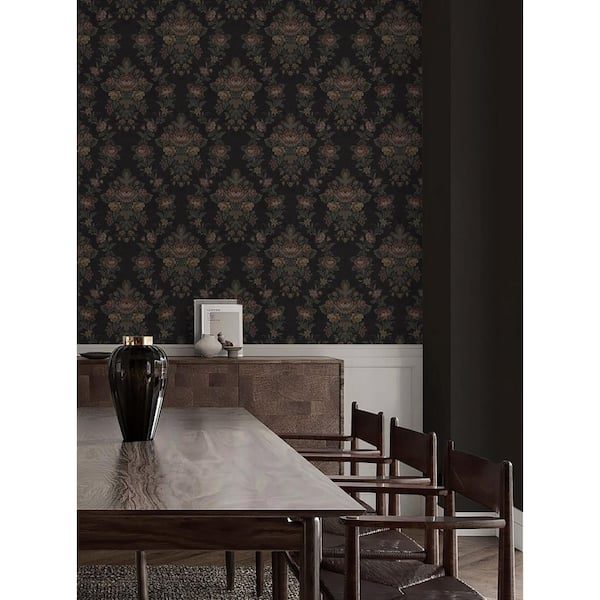 30.75 sq. ft. Wrought Iron Hasset Tapestry Floral Vinyl Peel and Stick Wallpaper Roll