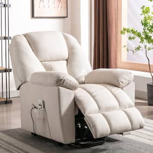 Beige Color Polyester Heated Massage Power Lift Chair with Adjustable Massage Function (Set of 1)