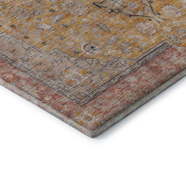Mayfield Premium Machine Washable Abstract AMF1651 Gold 3 ft. x 4 ft. Area Rug
