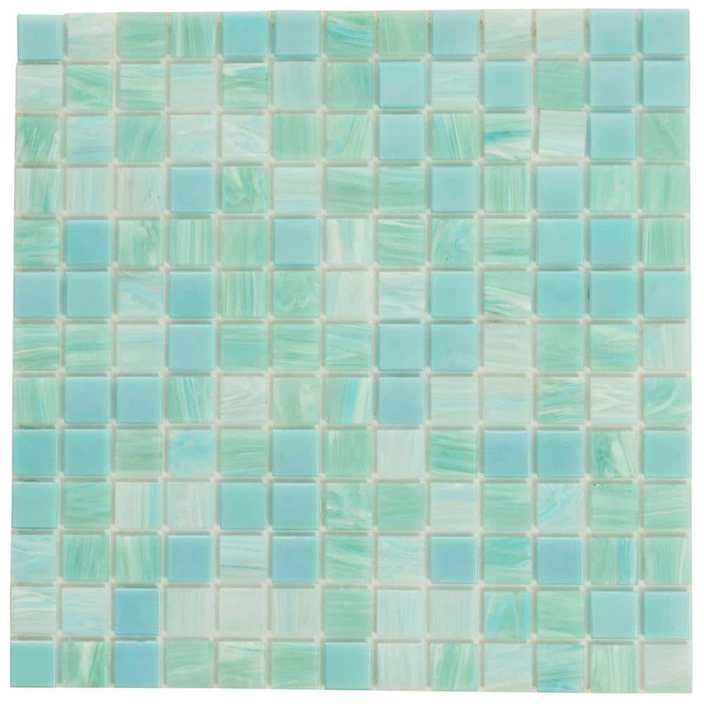 "Mingles 4"" x 6"" Glossy Baby Blue Glass Mosaic Uniform square Wall and Floor Sample Tile (0.13 sq. ft./Piece) (1-Pack)" price history on PriceWatchPro