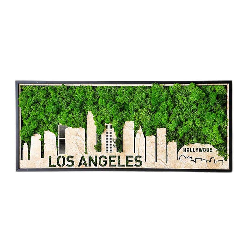40 in. W x 16.9 in. H Green Los Angeles Moss City Silhouette Metal Wall Art