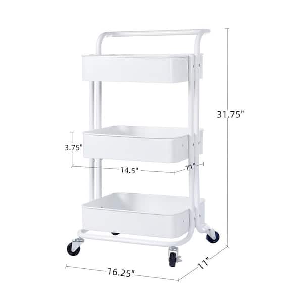 3 tier Utility Rolling Plastic Storage Cart Trolley With - Temu