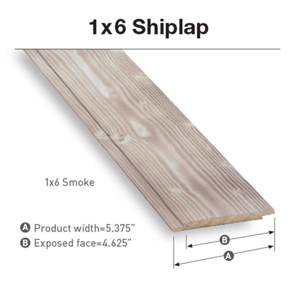Charred Smoke 1 in. x 6 in. x 8 ft. Wood Shiplap Boards