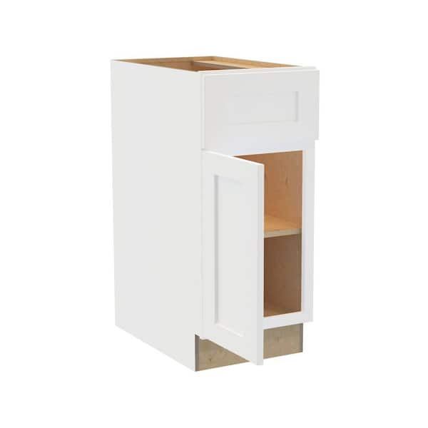 Newport 12 in. W x 24 in. D x 34.5 in. H Assembled Plywood Base Kitchen Cabinet in Pacific White with Soft Close LH